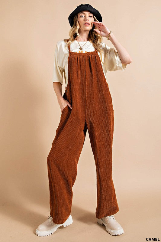 Soft Corduroy Overall-Jumpsuits & Rompers-Kori America-Small-Camel-Inspired Wings Fashion