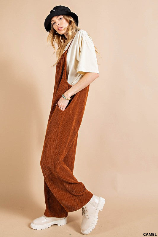 Soft Corduroy Overall-Jumpsuits & Rompers-Kori America-Small-Camel-Inspired Wings Fashion