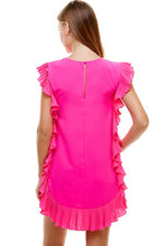Side Ruffle Dress-Dresses-Pretty Follies-Small-Barbie Pink-Inspired Wings Fashion