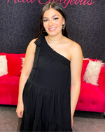 Tiered One-Shoulder Babydoll Dress-Dress-FSL Apparel-Small-Black-Inspired Wings Fashion