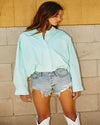 Elastic Hem Solid Cropped Shirt-Tops-Bucketlist-Small-Mint-Inspired Wings Fashion