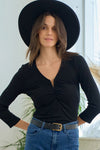 V-Wired Neckline Tee-Shirts & Tops-Doe & Rae-Small-Black-Inspired Wings Fashion