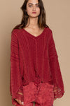 Distressed Vintage Sweater-Tops-Pol Clothing-Small-Maroon Red-Inspired Wings Fashion