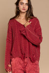 Distressed Vintage Sweater-Tops-Pol Clothing-Small-Maroon Red-Inspired Wings Fashion