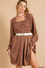 Floral Printed Smocked Dress-Dresses-Kori America-Small-Brick Multi-Inspired Wings Fashion