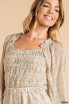 Floral Printed Smocked Dress-Dresses-Kori America-Small-Brick Multi-Inspired Wings Fashion