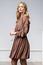 Satin Pleated Dress-Dress-Easel-Small-Coffee-Inspired Wings Fashion