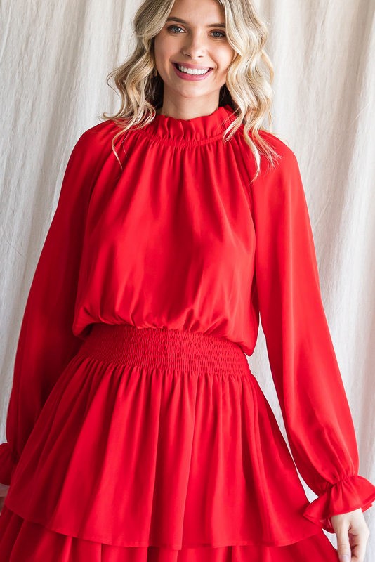 Solid Chiffon Dress-Dresses-Jodifl-Small-Red-Inspired Wings Fashion