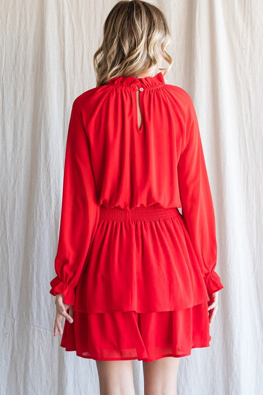 Solid Chiffon Dress-Dresses-Jodifl-Small-Red-Inspired Wings Fashion