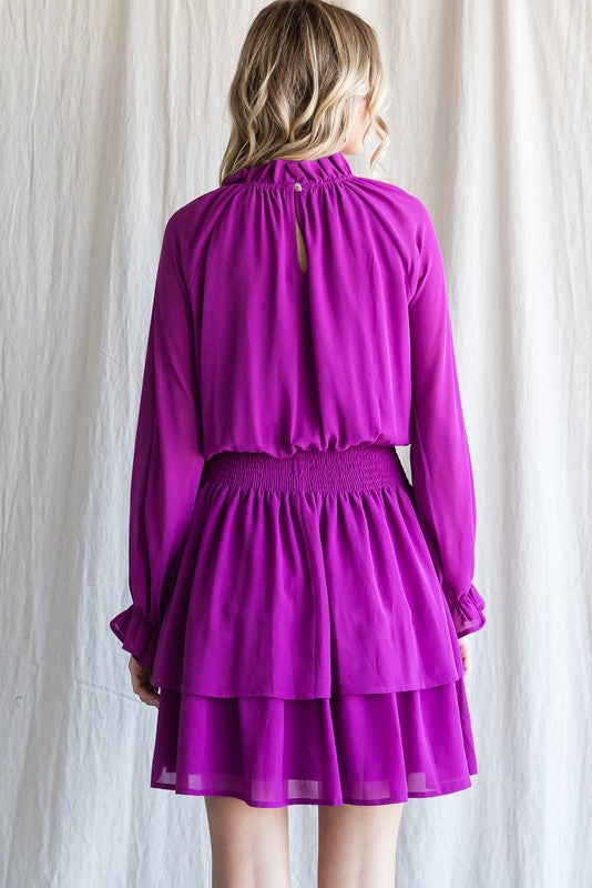 Solid Chiffon Dress-Dresses-Jodifl-Small-Red-Inspired Wings Fashion