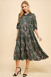 Floral Midi Shirt Dress-Dress-Pretty Follies-Small-Green-Inspired Wings Fashion