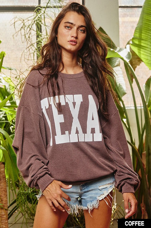 Texas Graphic Sweatshirt-Shirts & Tops-Bucketlist-Small-Coffee-Inspired Wings Fashion