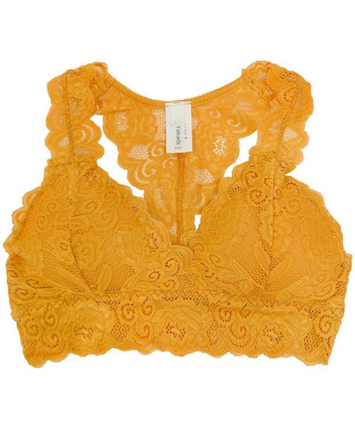 Flirty Lace Racerback Bralette-bralette-Yahada-SM-Mustard-Inspired Wings Fashion