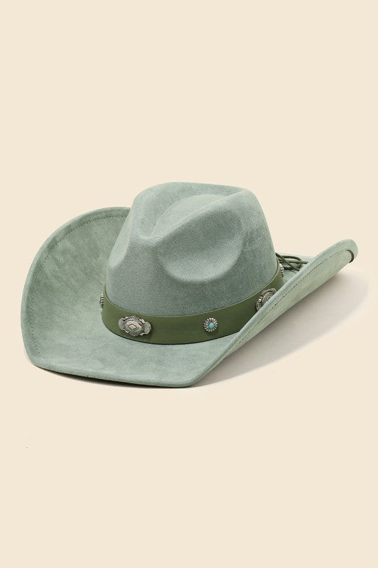 Western Disc Ribbon Strap Cowboy Hat-Hats-Anarchy Street-Mint-Inspired Wings Fashion