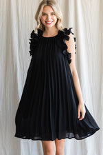 Solid Pleated Dress-Dress-Jodifl-Small-Black-Inspired Wings Fashion