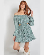 Floral Printed Challis Mini Dress-Dresses-Easel-Small-Forest Green-Inspired Wings Fashion