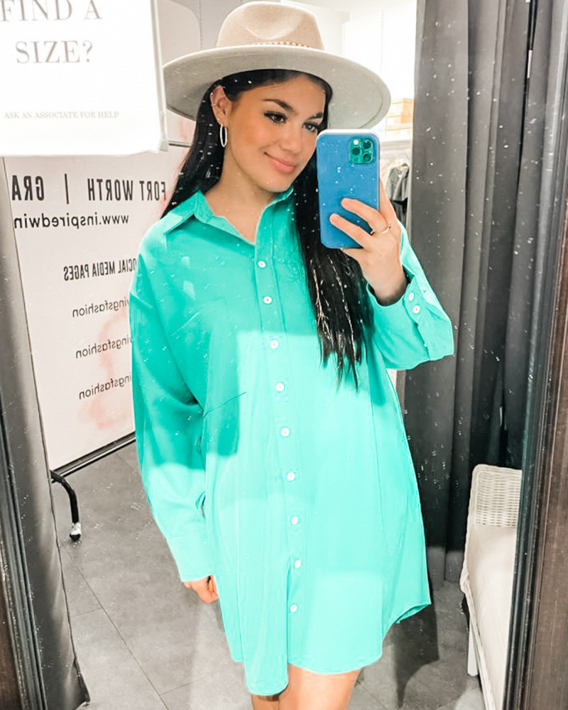 Button Up Shirt Dress-Dress-Entro-Small-Pink-Inspired Wings Fashion