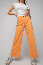 High Waisted Twill Pants-Pants-Easel-Large-Tangerine-Inspired Wings Fashion