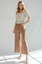 Wide Leg Twill Trousers-Pants-Easel-Small-Red Bean-Inspired Wings Fashion