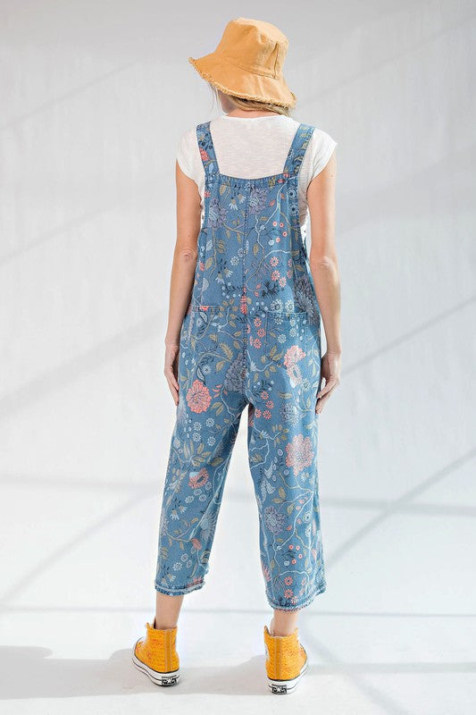 Vintage Flower Overalls-Jumpsuit-Easel-Small-Washed Denim-Inspired Wings Fashion