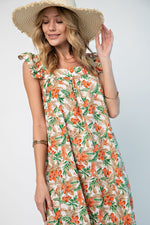 Tropical Printed Ruffle Maxi Dress-Dresses-Easel-Small-Tropical-Inspired Wings Fashion