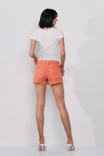 Raw Cut Hem Shorts-shorts-Sneak Peek-Small-Burnt Sienna-Inspired Wings Fashion