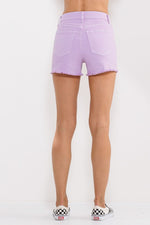 Button Up Shorts with Fray Hem-shorts-Sneak Peek-Small-Lilac-Inspired Wings Fashion
