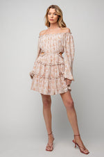 Floral Printed Challis Mini Dress-Dresses-Easel-Small-Forest Green-Inspired Wings Fashion