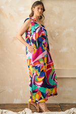 One Shoulder Abstract Maxi Dress-Dresses-Hailey & Co-Small-Abstract Floral-Inspired Wings Fashion