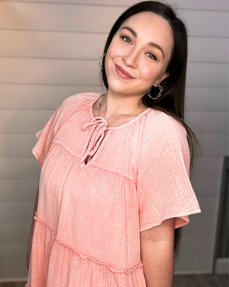 Mineral Washed Gauze Dress-dress-Easel-Small-Coral-Inspired Wings Fashion