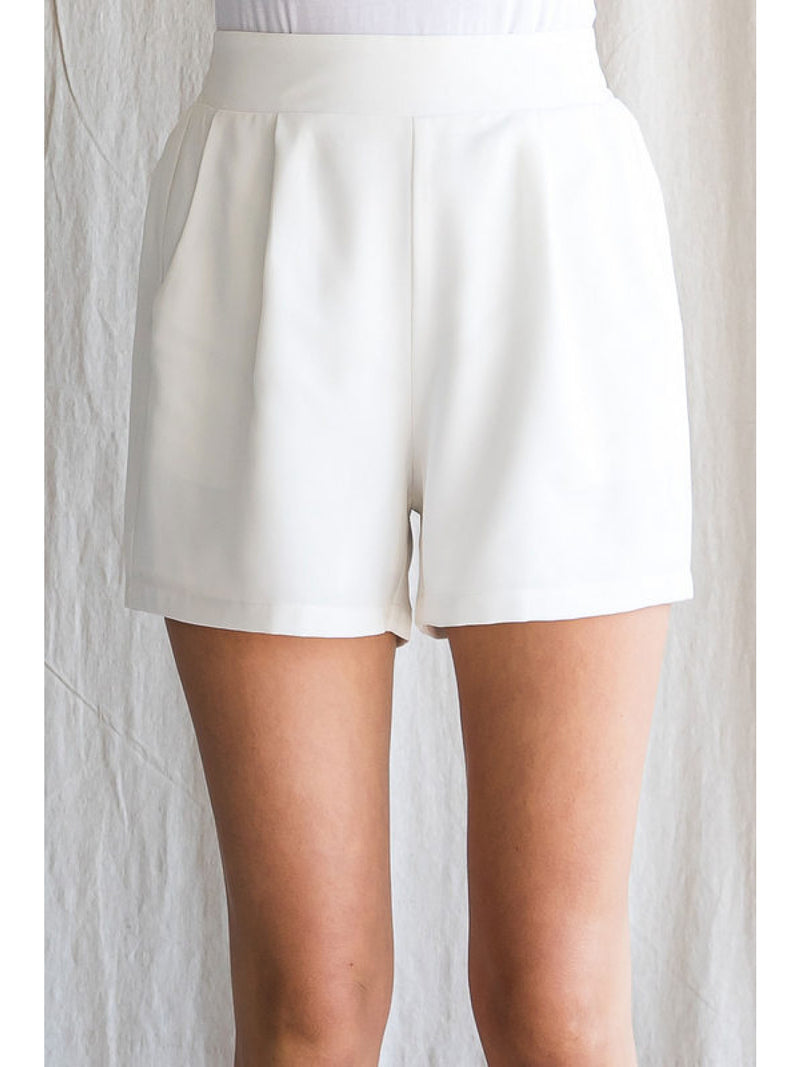 Solid Smocked Waist Shorts-shorts-Jodifl-Small-Off White-Inspired Wings Fashion
