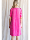 V-Neck Puff Sleeve Shirt Dress-Dress-Jodifl-Small-Hot Pink-Inspired Wings Fashion