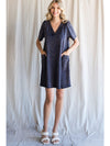 V-Neck Puff Sleeve Shirt Dress-Dress-Jodifl-Small-Hot Pink-Inspired Wings Fashion