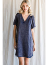 V-Neck Puff Sleeve Shirt Dress-Dress-Jodifl-Small-Hot Pink-Inspired Wings Fashion