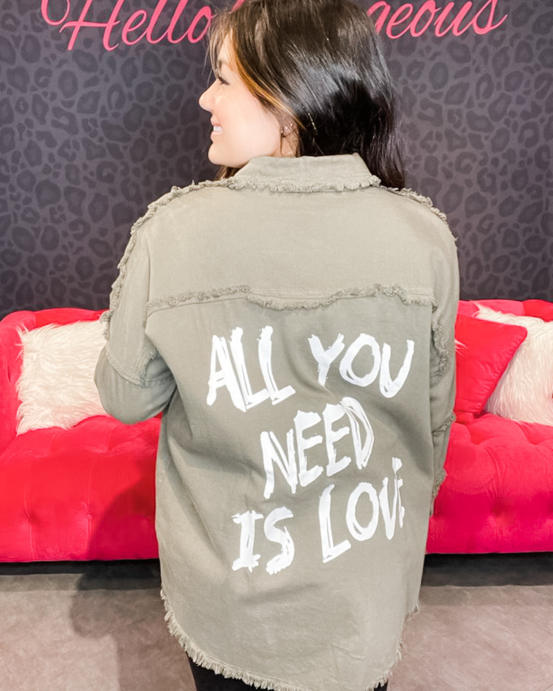All You Need Is Love Button Up Jacket-Jacket-Elan-8-S-Olive-Inspired Wings Fashion