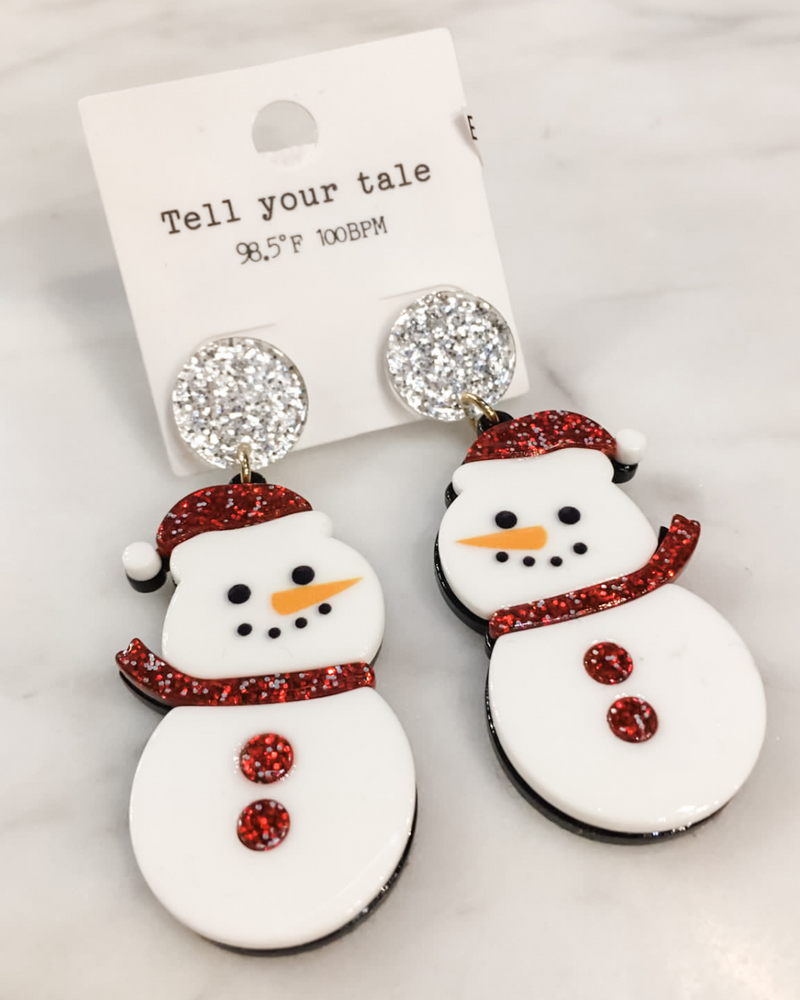 Snowman Acrylic Earrings-Earrings-What's Hot Jewelry-Inspired Wings Fashion