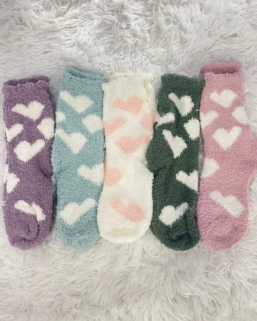 Heart Fuzzy Socks-Socks-Alibaba-Sage-Inspired Wings Fashion