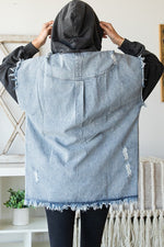 Distressed Denim Jacket Hoodie-Coats & Jackets-Oli & Hali-Small-Light Denim-Inspired Wings Fashion