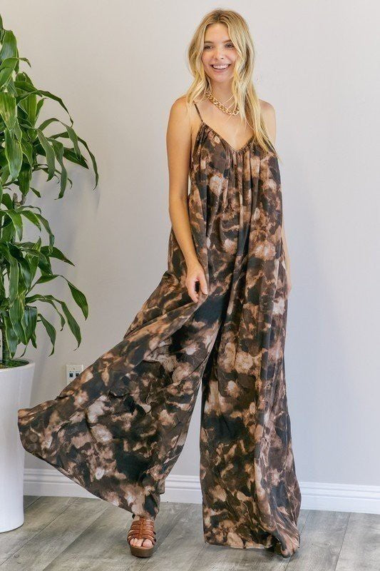 Spaghetti Strap Open Back Jumpsuit-Jumpsuits & Rompers-hers & mine-Small-Olive/Mocha-Inspired Wings Fashion