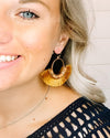 Diva Mustard Fan Tassel Earrings-Inspired Wings Fashion-Inspired Wings Fashion