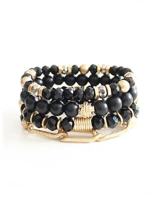 Gold Chain Stretch Bracelets-Bracelets-What's Hot Jewelry-Black-Inspired Wings Fashion