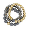 Clay, Crystal & Gold Stretch Bracelets-Bracelets-What's Hot Jewelry-Grey-Inspired Wings Fashion