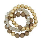 Clay, Crystal & Gold Stretch Bracelets-Bracelets-What's Hot Jewelry-Brown-Inspired Wings Fashion