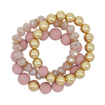 Clay, Crystal & Gold Stretch Bracelets-Bracelets-What's Hot Jewelry-Pink-Inspired Wings Fashion