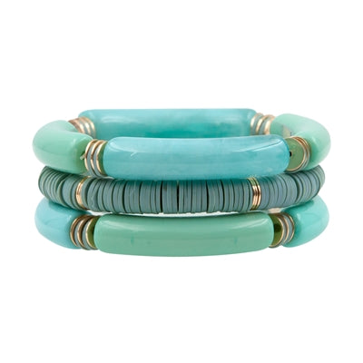 Bamboo Acrylic Stretch Bracelet Set-Bracelets-What's Hot Jewelry-Mint-Inspired Wings Fashion