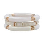 Bamboo Acrylic Stretch Bracelet Set-Bracelets-What's Hot Jewelry-White-Inspired Wings Fashion