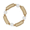 Ball and Gold Bar Stretch Bracelet-Bracelets-What's Hot Jewelry-White-Inspired Wings Fashion