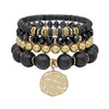 Gold Charm Four Stretch Bracelets-Bracelets-What's Hot Jewelry-Black-Inspired Wings Fashion