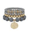 Gold Charm Four Stretch Bracelets-Bracelets-What's Hot Jewelry-Grey-Inspired Wings Fashion