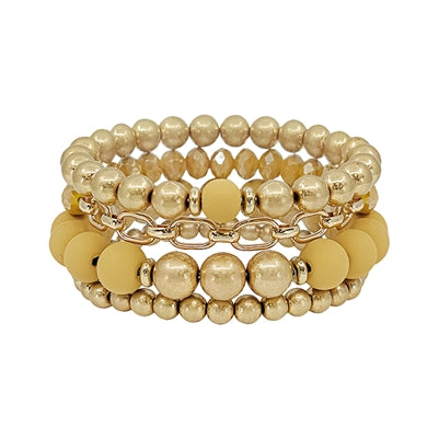 Crystal Stretch Bracelet Set-Bracelets-What's Hot Jewelry-Mustard-Inspired Wings Fashion